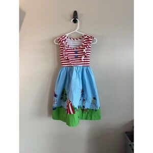 Eleanor Rose Girls Fit & Flare Circus Dress Striped Red Blue Size 4-5